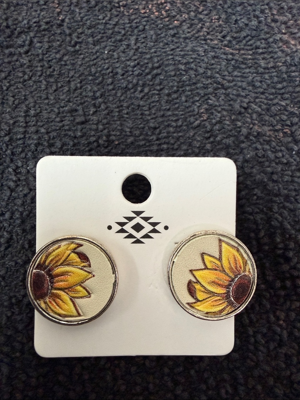 Sunflower Stud Earrings - Yellow Sunflower Design